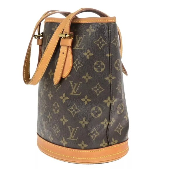 LOUIS VUITTON BUCKET PM Shoulder Tote Bag Monogram Leather Brown M42238 98KA454 - Picture 4 of 16